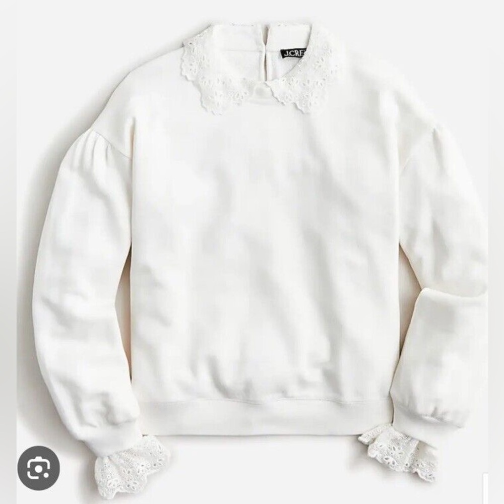 J Crew  french terry sweatshirt with lace trim size L